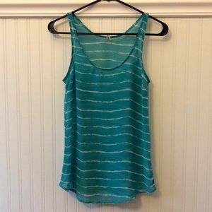 Teal and white striped tank top